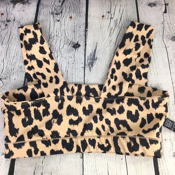 Allfenix Tan Animal Print Wide Strap Polyester Blend Sports Bra Women's Size L - Picture 9 of 14